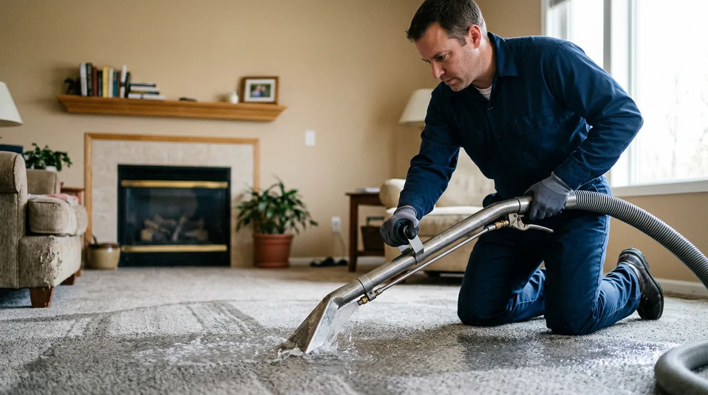 Water damage restoration technician working near Bluebell, UT